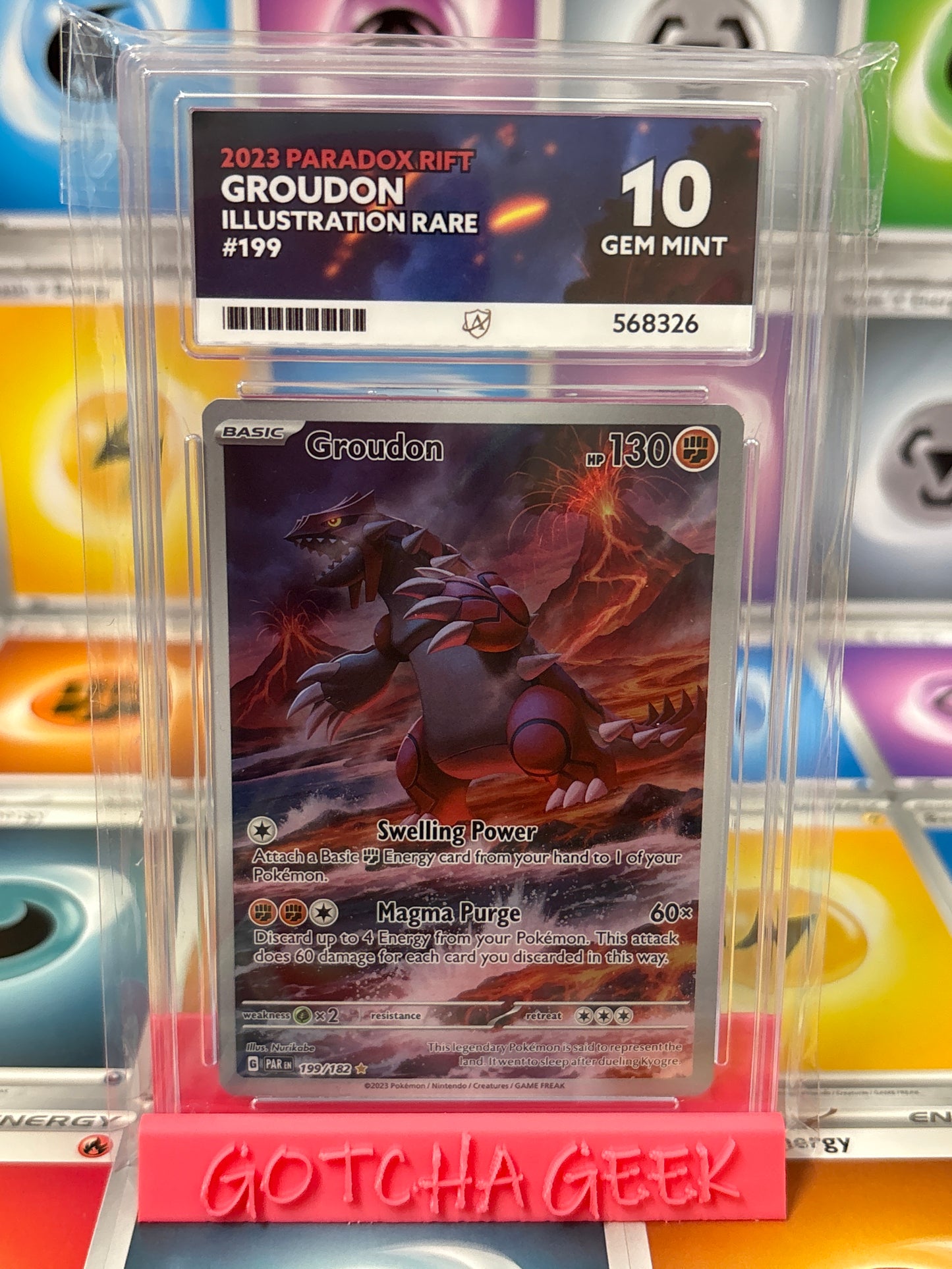 2023 Paradox Rift - Groudon - Illustration Rare - 199 - ACE 10 GEM MINT
