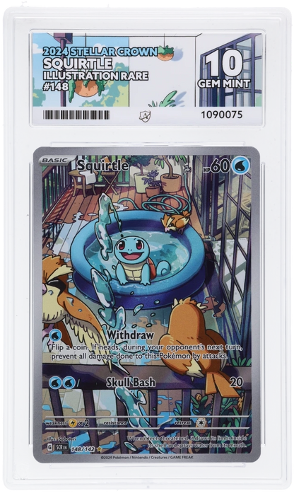 2024 Stellar Crown Squirtle #148/142 Illustration Rare — Ace GEM MINT 10 — front