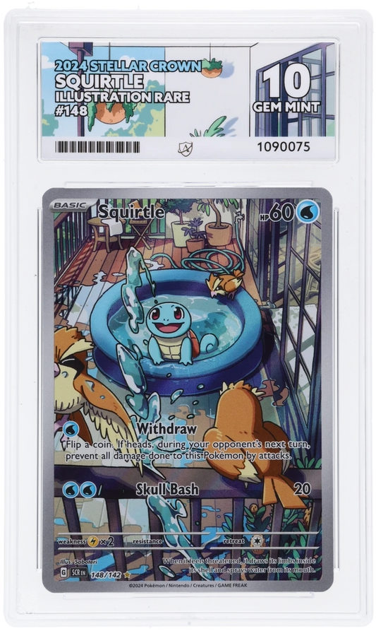2024 Stellar Crown Squirtle #148/142 Illustration Rare — Ace GEM MINT 10 — front