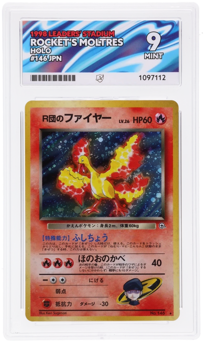 1998 Leaders' Stadium Rocket's Moltres #146 Holo — Ace MINT 9 — front