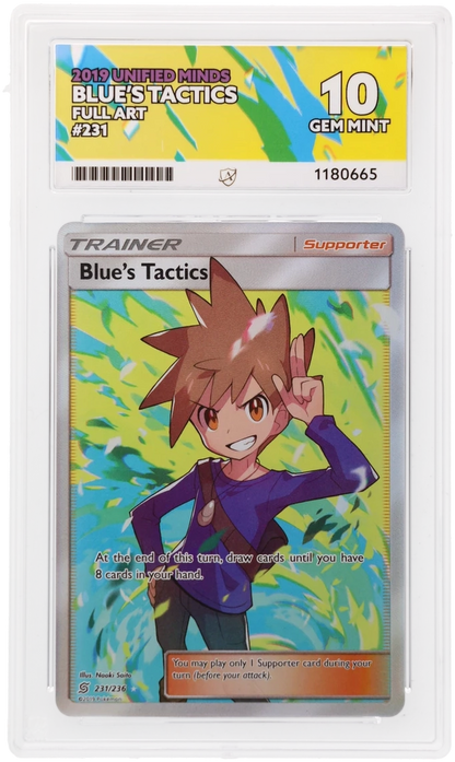 2019 Unified Minds Blue's Tactics #231/236 Full Art — Ace GEM MINT 10 — front