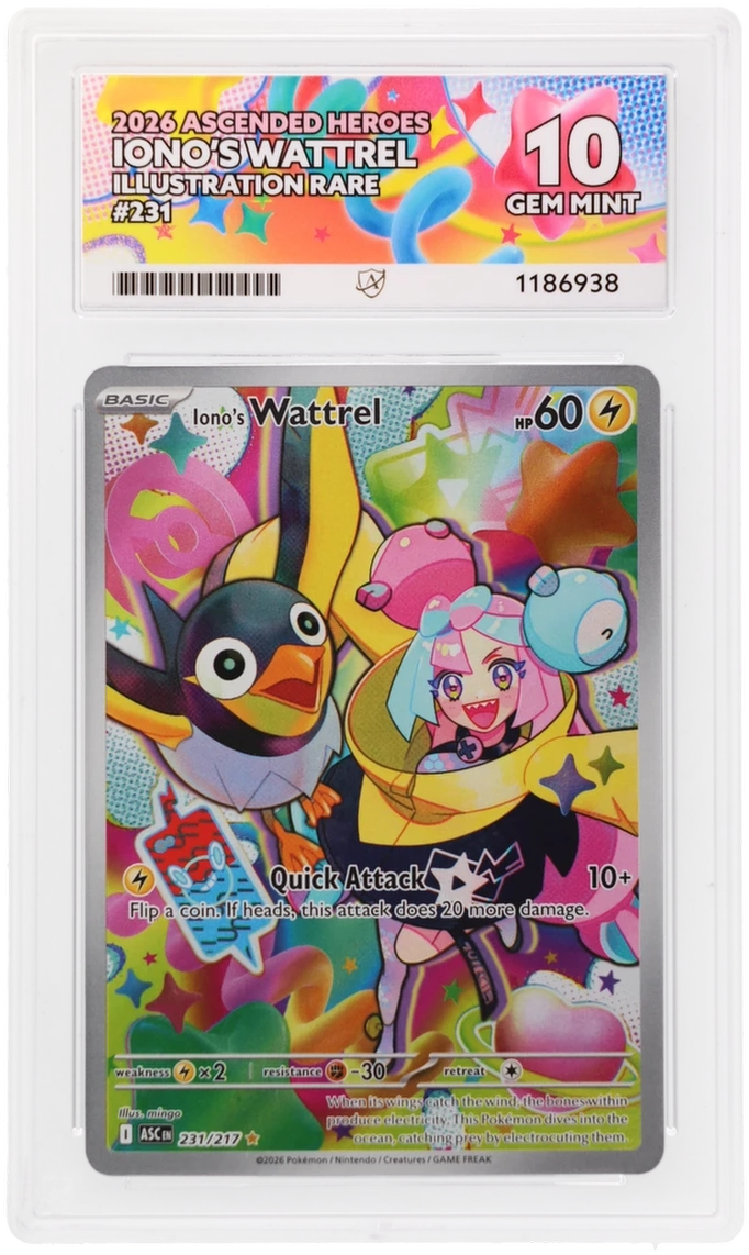 2026 Ascended Heroes Iono’s Wattrel #231/217 Illustration Rare — Ace GEM MINT 10 — front
