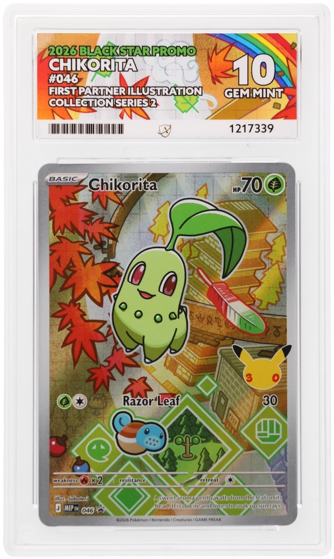 2026 Black Star Promo Chikorita #046 — Ace GEM MINT 10 — front