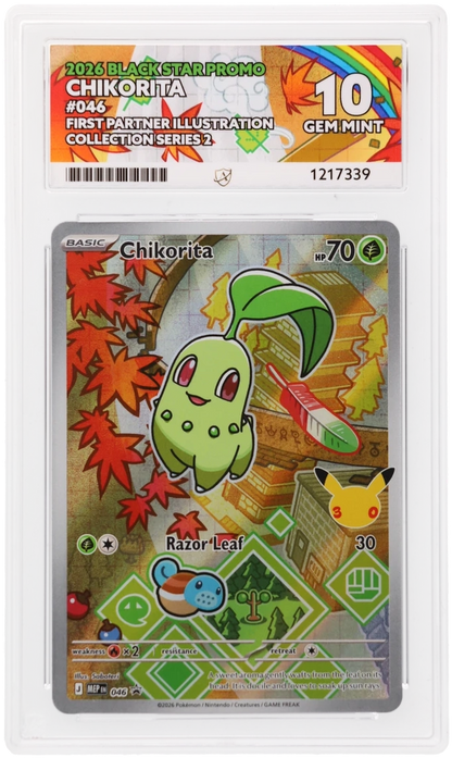 2026 Black Star Promo Chikorita #046 — Ace GEM MINT 10 — front