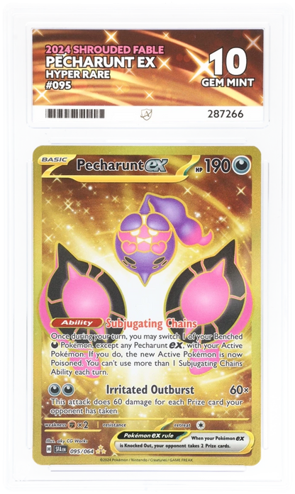 2024 Shrouded Fable Pecharunt ex #095/064 Hyper Rare — Ace GEM MINT 10 — front
