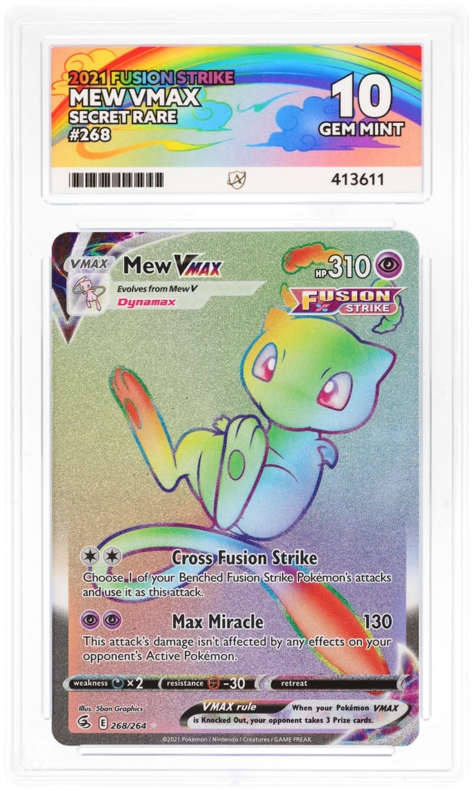 2021 Fusion Strike Mew VMAX #268/264 Secret Rare — Ace GEM MINT 10 — front