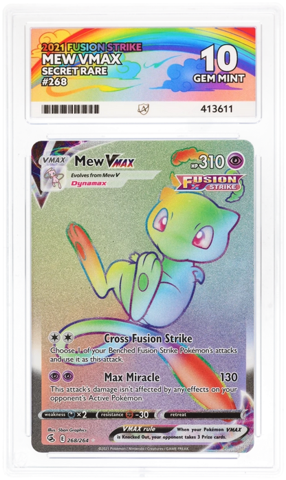 2021 Fusion Strike Mew VMAX #268/264 Secret Rare — Ace GEM MINT 10 — front