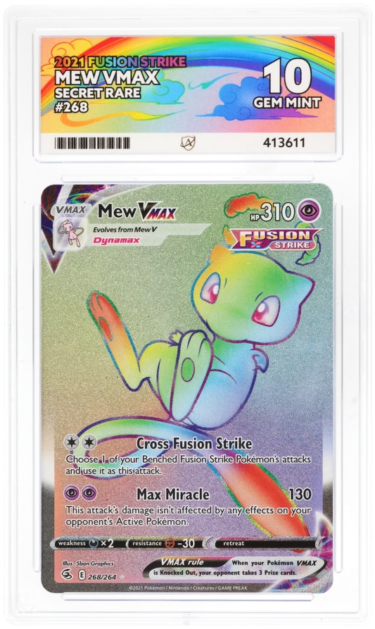 2021 Fusion Strike Mew VMAX #268/264 Secret Rare — Ace GEM MINT 10 — front