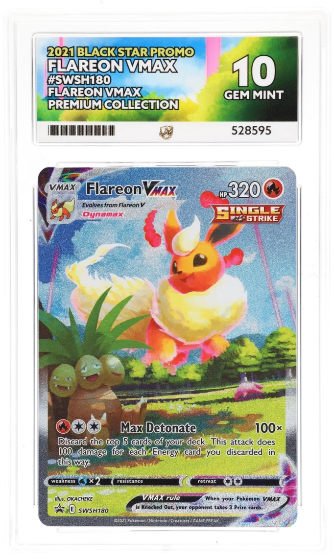 2021 Black Star Promo Flareon VMAX #SWSH180 — Ace GEM MINT 10 — front