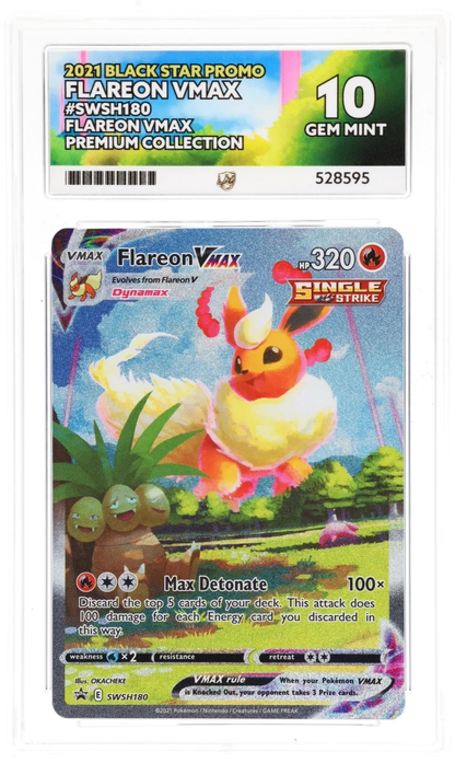 2021 Black Star Promo Flareon VMAX #SWSH180 — Ace GEM MINT 10 — front