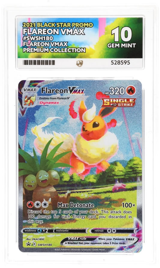 2021 Black Star Promo Flareon VMAX #SWSH180 — Ace GEM MINT 10 — front