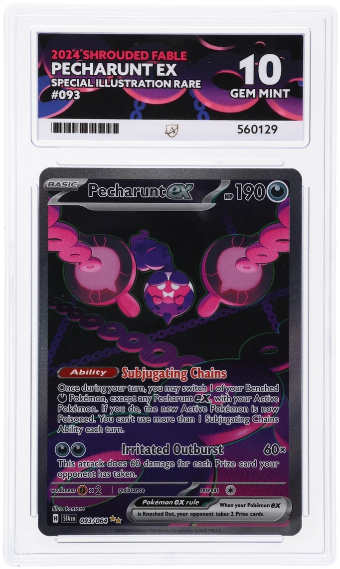 2024 Shrouded Fable Pecharunt ex #093/064 Special Illustration Rare — Ace GEM MINT 10 — front