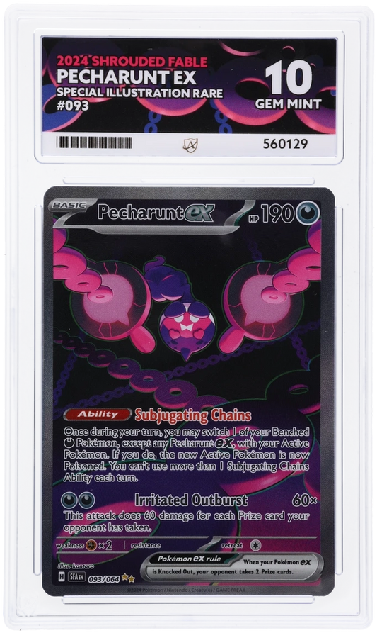 2024 Shrouded Fable Pecharunt ex #093/064 Special Illustration Rare — Ace GEM MINT 10 — front