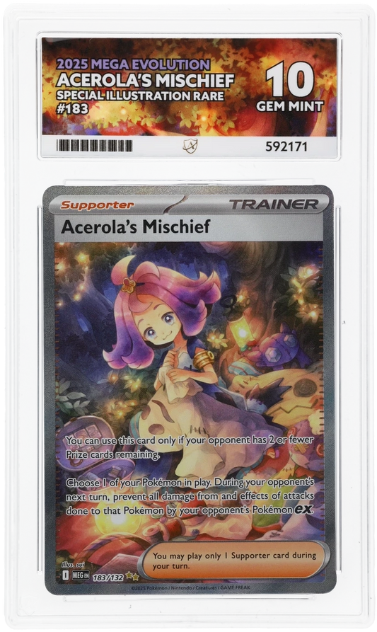2025 Mega Evolution Acerola's Mischief #183/132 Special Illustration Rare — Ace GEM MINT 10 — front
