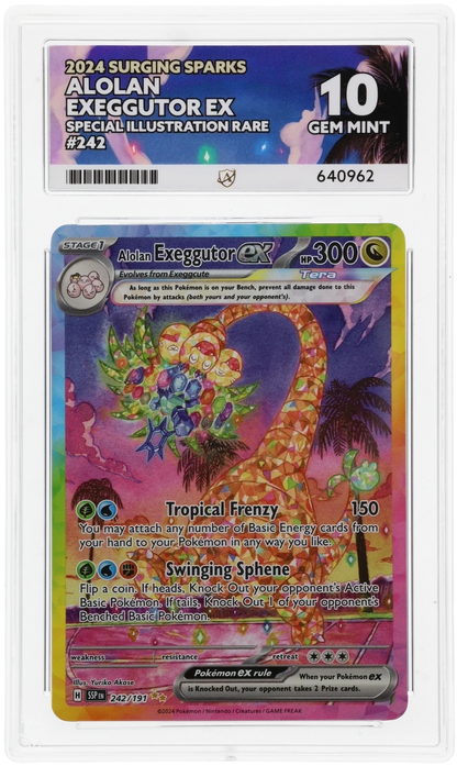 2024 Surging Sparks Alolan Exeggutor ex #242/191 Special Illustration Rare — Ace GEM MINT 10 — front