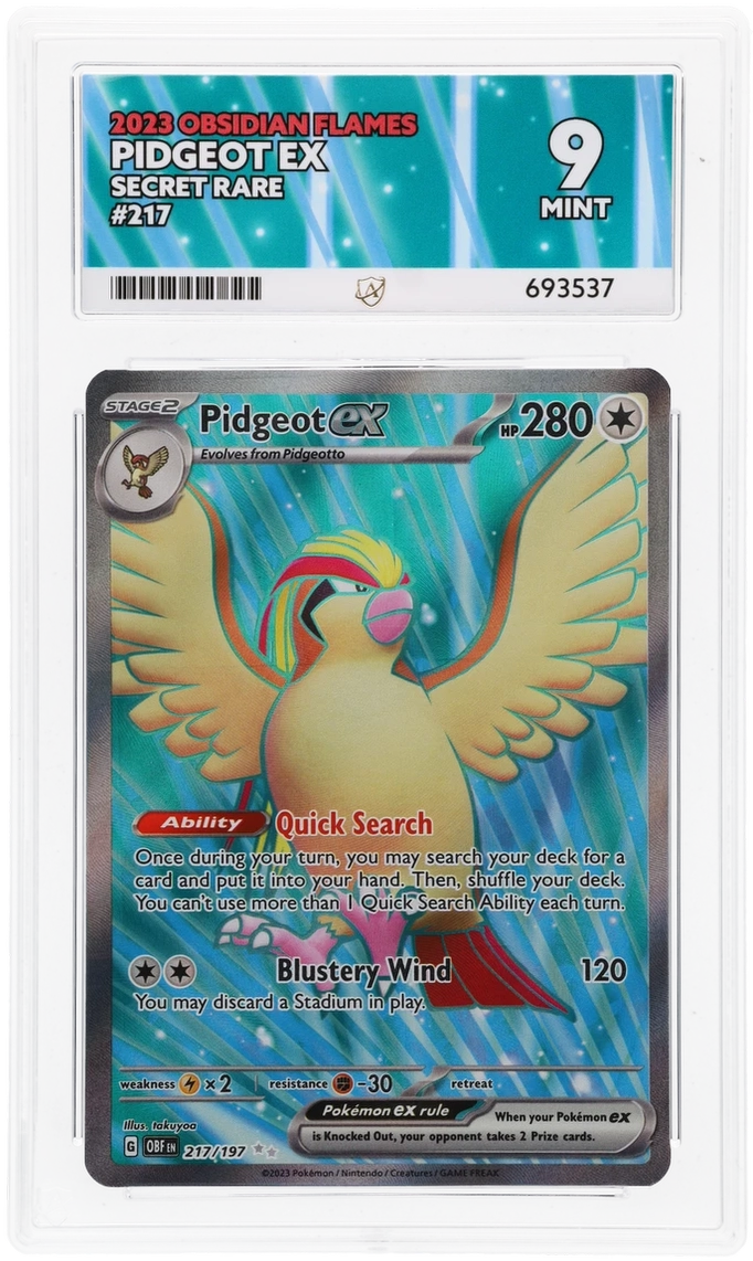 2023 Obsidian Flames Pidgeot ex #217/197 Secret Rare — Ace MINT 9 — front