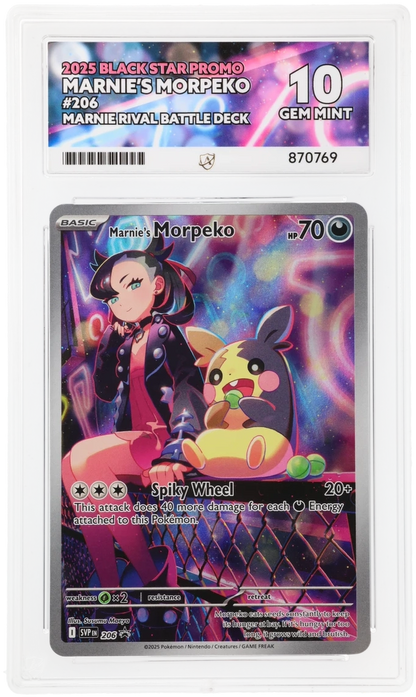 2025 Black Star Promo Marnie's Morpeko #206 — Ace GEM MINT 10 — front